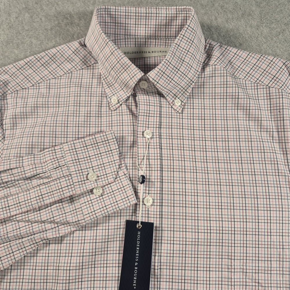 Holderness & Bourne Shirt Mens M The Purcell Tailored Fit Stretch Check Pattern